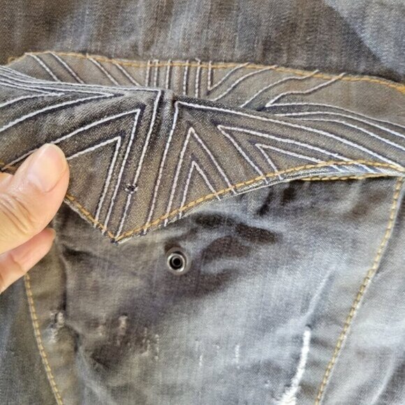 vintage Monarchy distressed relaxed fit gray jeans flap pocket size 38 - Picture 7 of 9